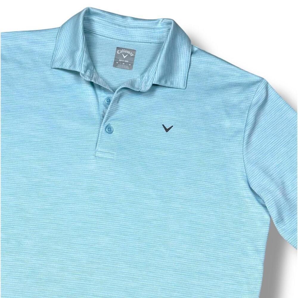 Callaway Polo Shirt Mens Medium Heather Micro Stripes Light Blue Golf Soft Polo